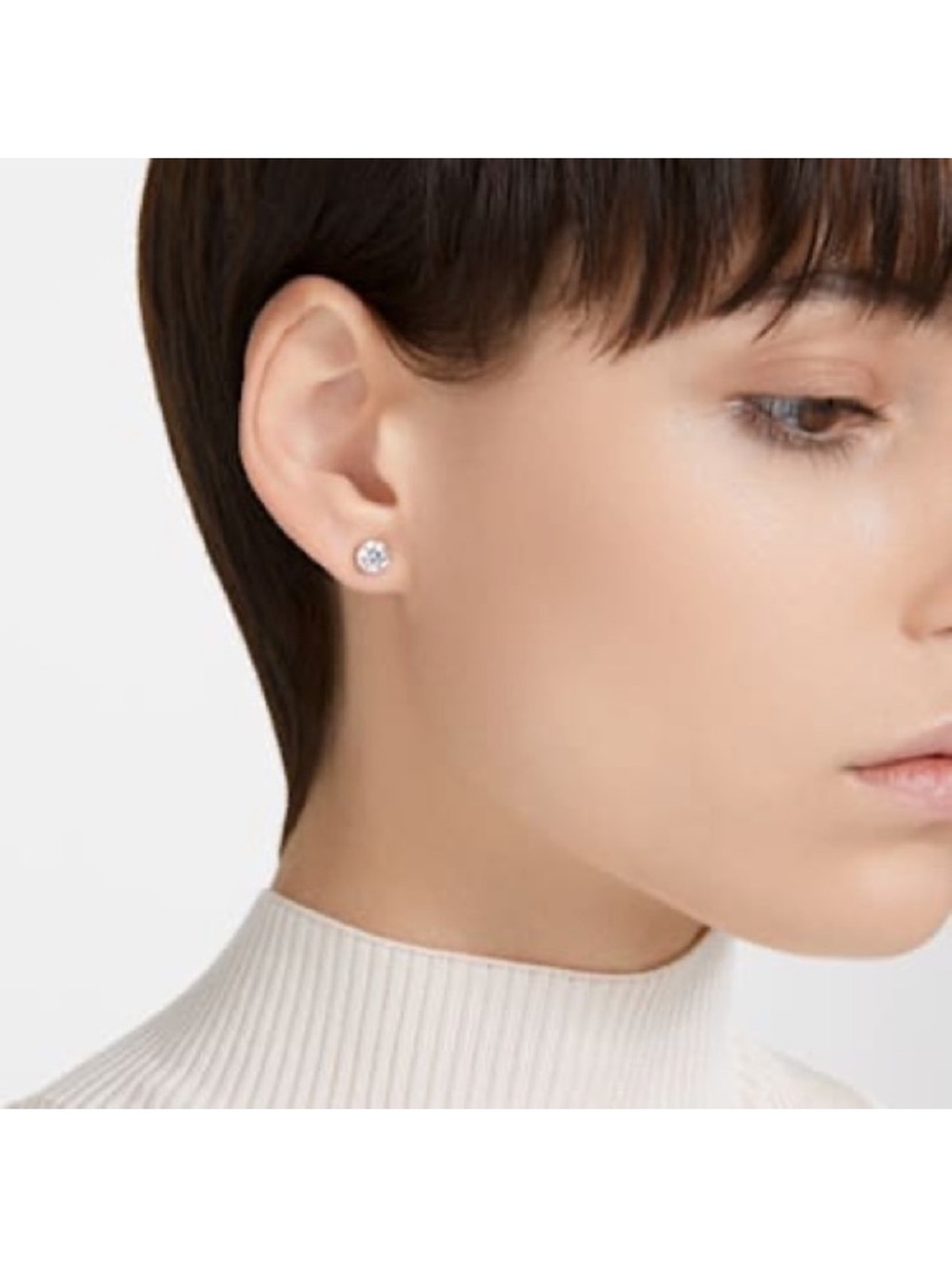 Swarovski Clear Crystal Round Stud Earrings in Silver Tone